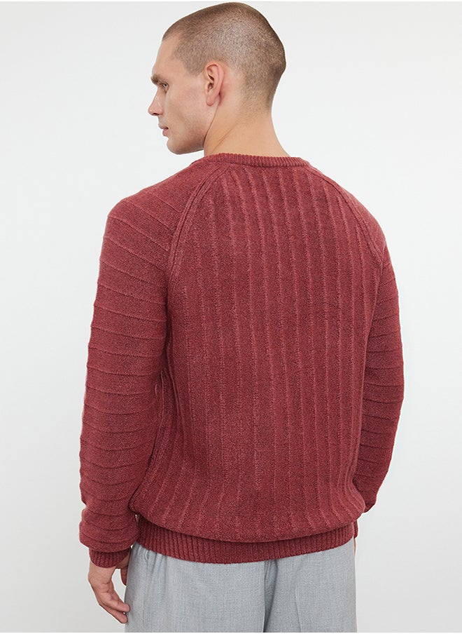 trendyol Dusty Rose Regular Crew Neck Textured Knitwear Sweater TMNAW25KZ00034  - Image 5