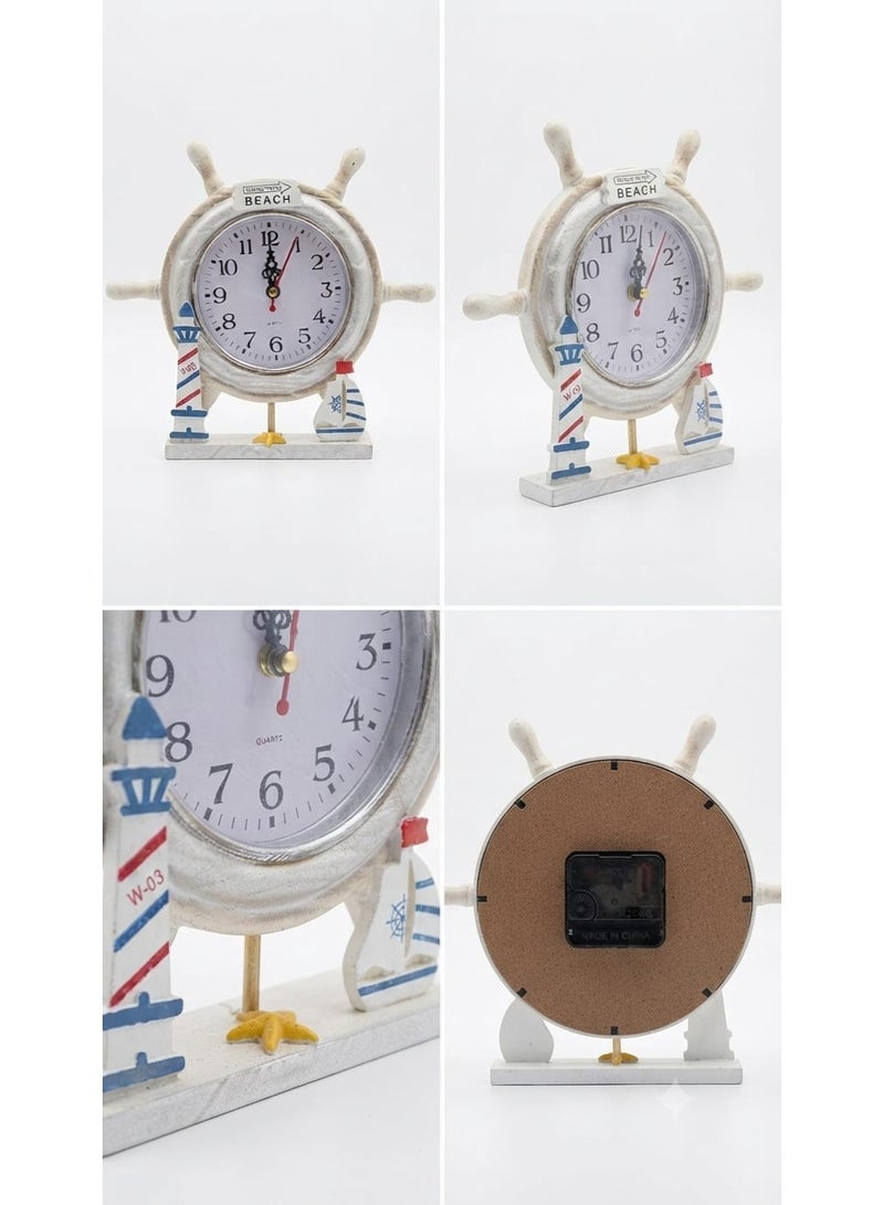Decorative table clock with a seashell design and delicate beach details - a modern and elegant decoration for desks and shelves - Image 3
