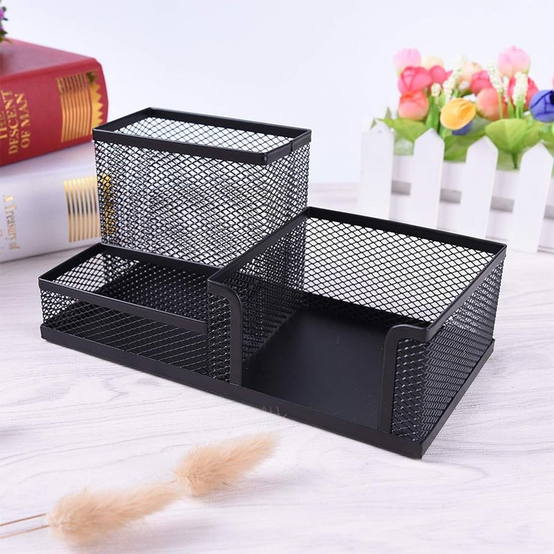 SUKHAD 3-حجرة منظم مكتبي من الشبكة المعدنية، 8 × 4 × 3.8 بوصة، أسود - Image 2