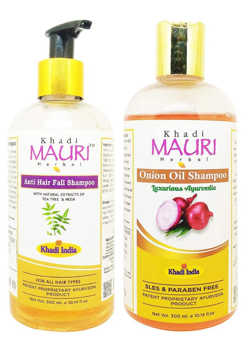 Khadi Mauri Anti Hair Fall Onion Oil Shampoo Pack of 2 600 ml - Image 1