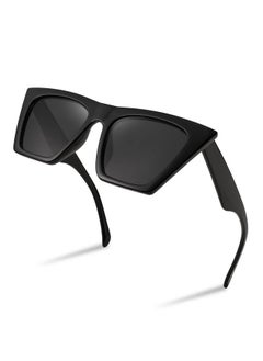 FEISEDY Sunglasses Womens Trendy Vintage Square Cat Eye Sun Glasses Uv400 Protection B2473(Polarized Black)  - Image 1
