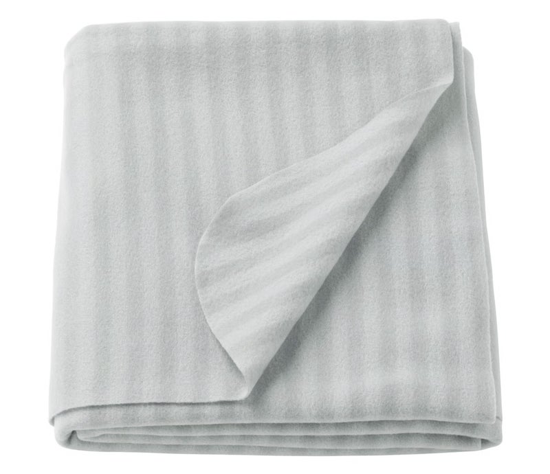 Grey Striped Fleece Throw Blanket, Soft Lightweight Cozy Blanket, Recycled Polyester Sofa, Bed and Picnic Blanket - Image 1