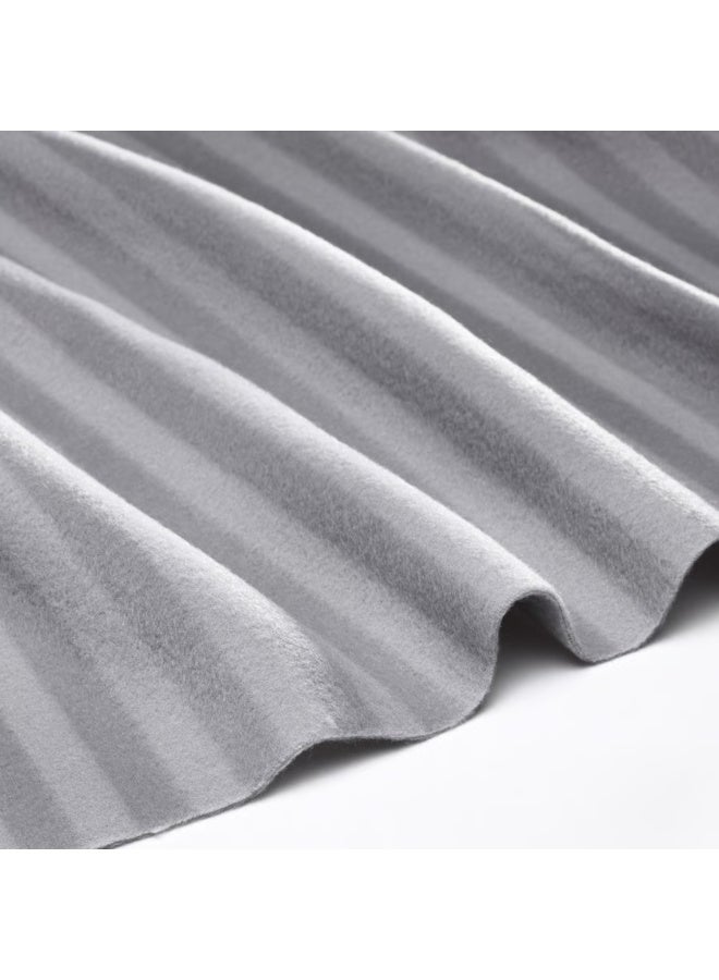 Grey Striped Fleece Throw Blanket, Soft Lightweight Cozy Blanket, Recycled Polyester Sofa, Bed and Picnic Blanket - Image 2