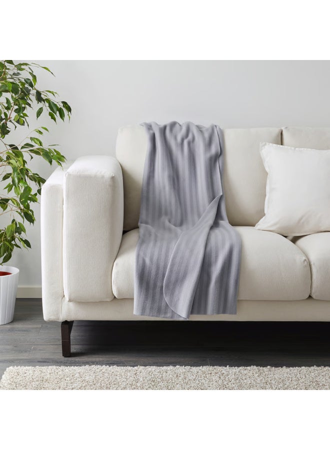 Grey Striped Fleece Throw Blanket, Soft Lightweight Cozy Blanket, Recycled Polyester Sofa, Bed and Picnic Blanket - Image 3