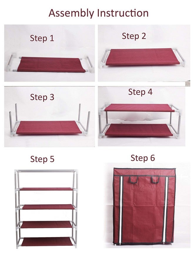 Ebee Store 4 Shalves Shoe Rack (Maroon) - Image 5