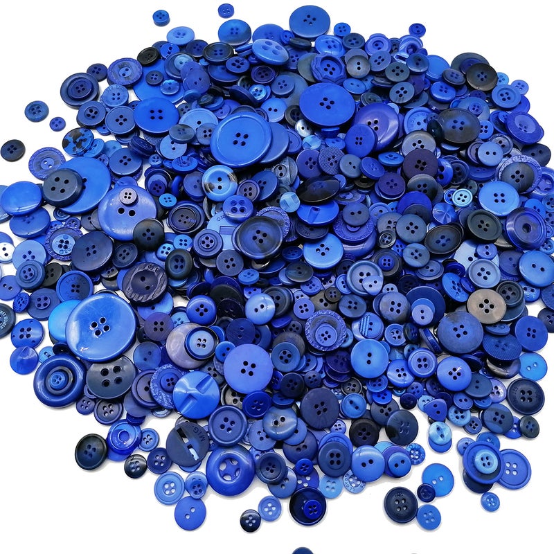 Alfykym 600700Pcs Blue Buttons for Crafts Bulk Blue Craft Buttons Assorted Size for Sewing DIY Crafts Decoration