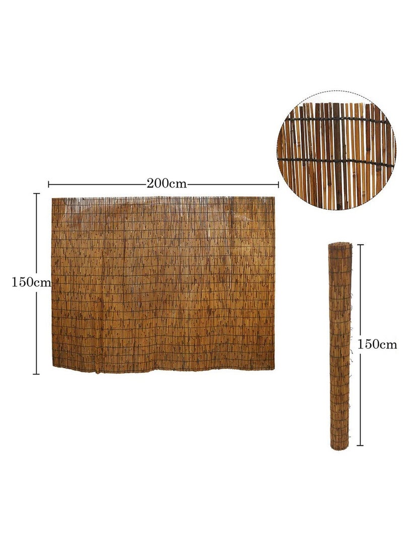 لينجوي ستائر دوارة من الخيزران وشاشة خصوصية قابلة للطي - ستائر من القصب الطبيعي، فاصل غرفة بسياج من القصب، ستائر نوافذ صديقة للبيئة 200×150 سم - Image 4