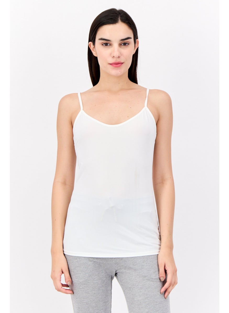 bebe - Women 2 Pieces Solid Sleeveless Tank Top, White/Black - Image 1