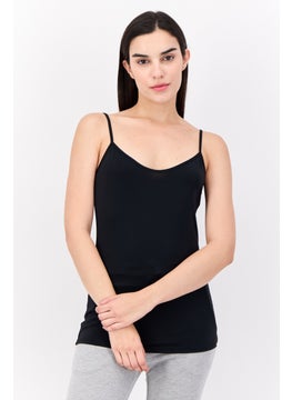 Women 2 Pieces Solid Sleeveless Tank Top, White/Black