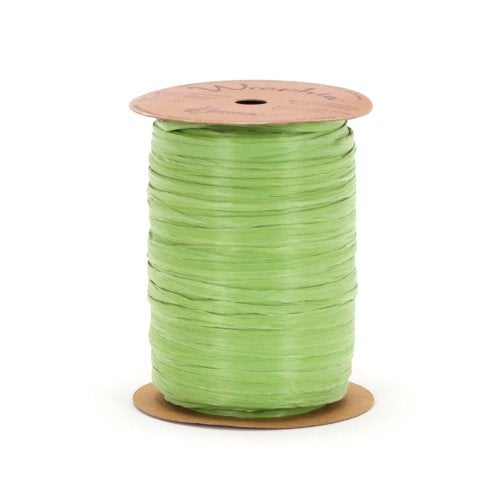 Berwick Offray 1/4'' Wide Matte Raffia Ribbon, Jungle Green, 100 Yards - Image 1