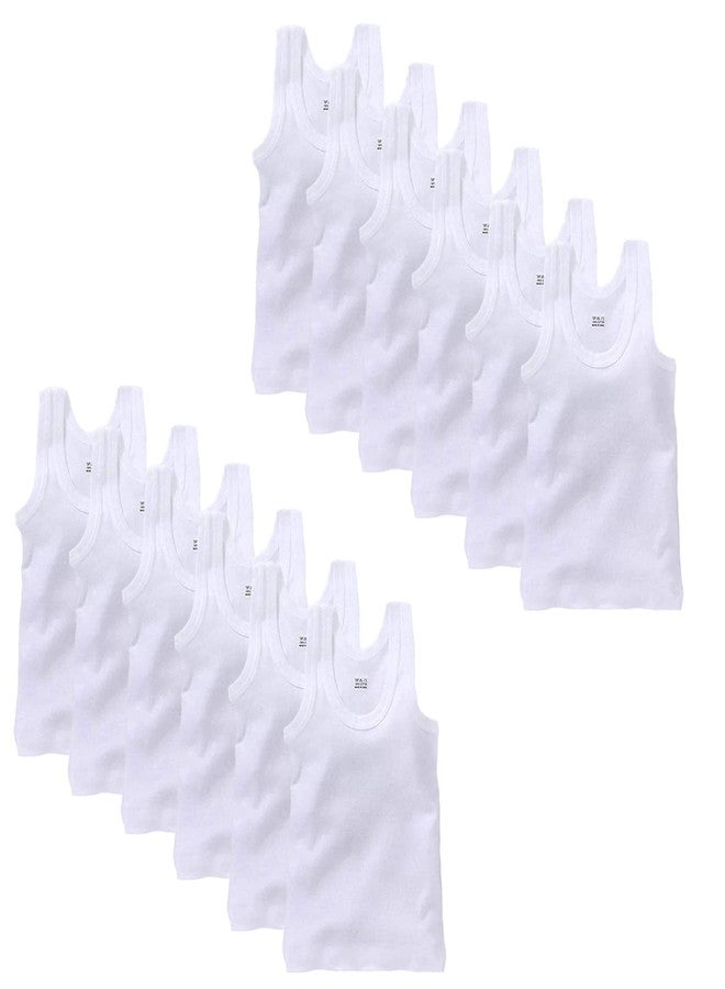 IGNOTO Zero Size Regular Fit Vest (Pack of 12) (6-12 Months) New Born Infant Baby Kids Inner Wear Baniyan Unisex Cotton Baby Sando Vest 100% Cotton Housiry White - Image 1