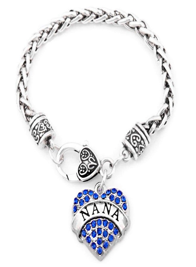 Elechobby Beautiful Crystal Love Heart Pendant Bracelet Necklace Gift For Nana Best Thanks Blessing Nana Birthday Party Gifts (blue nana gd) - Image 1