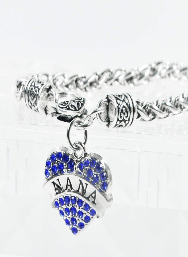 Elechobby Beautiful Crystal Love Heart Pendant Bracelet Necklace Gift For Nana Best Thanks Blessing Nana Birthday Party Gifts (blue nana gd) - Image 2
