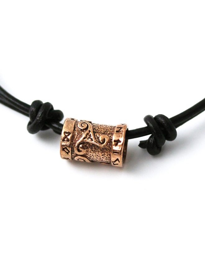 LynnAround Choker Surf Surfer Necklace Bronze Celtic Knot Triskelion Runes Norse Bead Pendant Black Leather Cord - Image 3