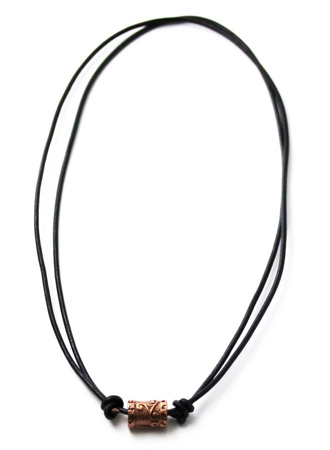 LynnAround Choker Surf Surfer Necklace Bronze Celtic Knot Triskelion Runes Norse Bead Pendant Black Leather Cord - Image 2