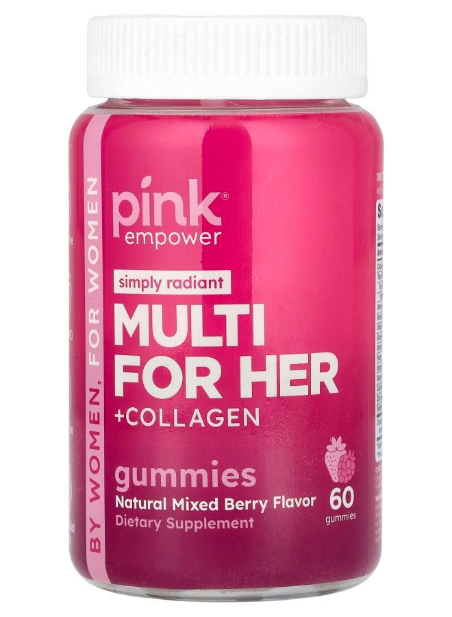 PINK Multi For Her + Collagen Gummies Natural Mixed Berry 60 Gummies