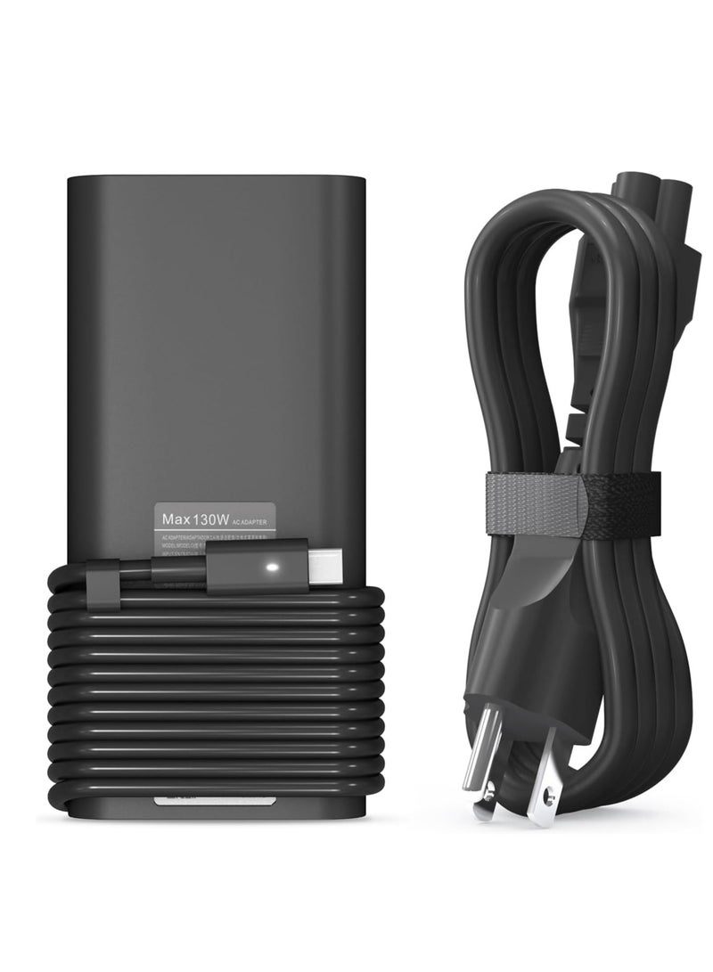 130W USB C Laptop Charger for Dell XPS 15 16 17 9575 2-in-1 9500 9530 9700 9730 Precision 3490 5490 5550 5750 5770 3560 Latitude 7410 7310 7210 9410 Type C AC Adapter 5420 5520 5510, Black  - Image 1