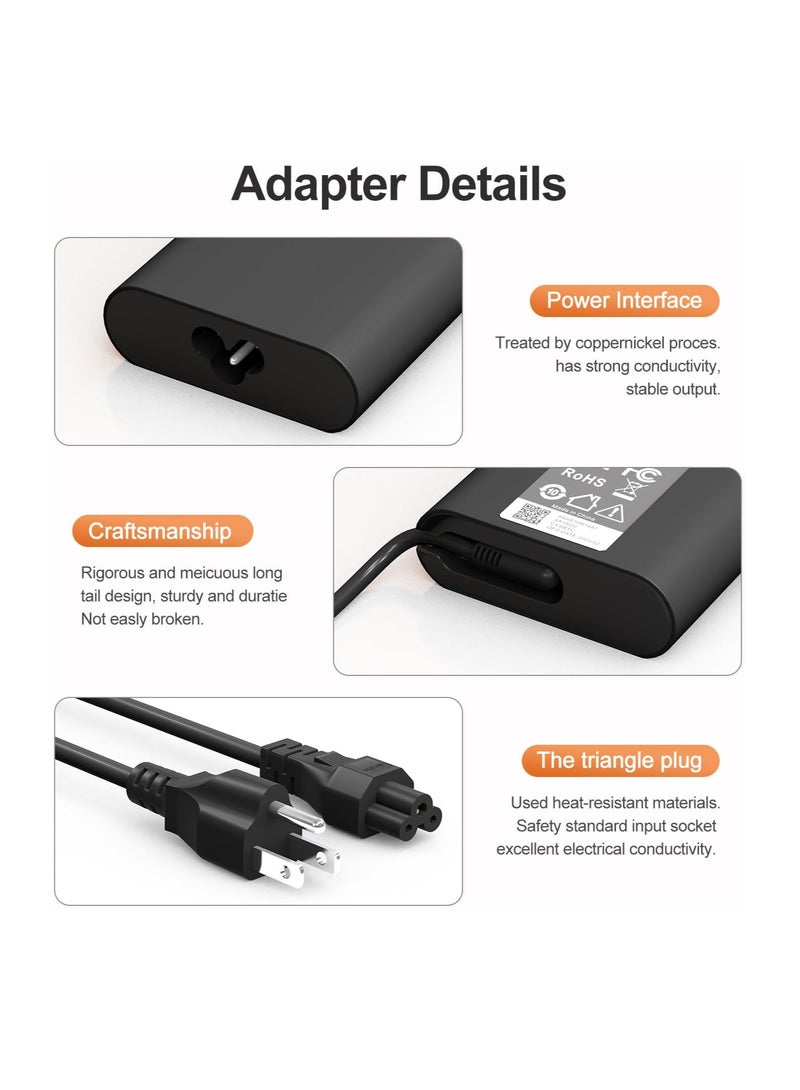 130W USB C Laptop Charger for Dell XPS 15 16 17 9575 2-in-1 9500 9530 9700 9730 Precision 3490 5490 5550 5750 5770 3560 Latitude 7410 7310 7210 9410 Type C AC Adapter 5420 5520 5510, Black  - Image 3
