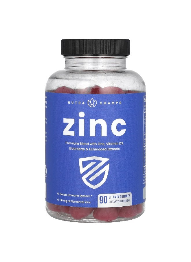 NutraChamps NutraChamps, Zinc Gummies, 50 mg, 90 Vitamin Gummies (16.6 mg per Gummy)  - Image 1