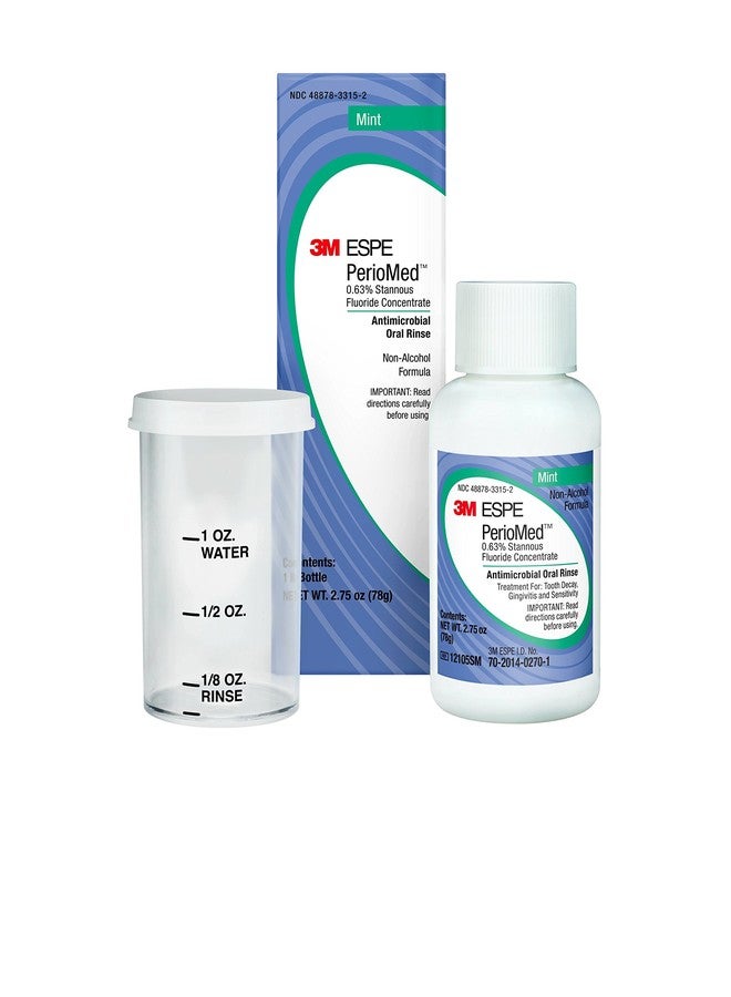 3M 70201402701 PerioMed Stannous Fluoride Oral Rinse with Mixing Cups, 0.63%, Concentrate, Mint, 2.75 oz. Bottle - Image 1