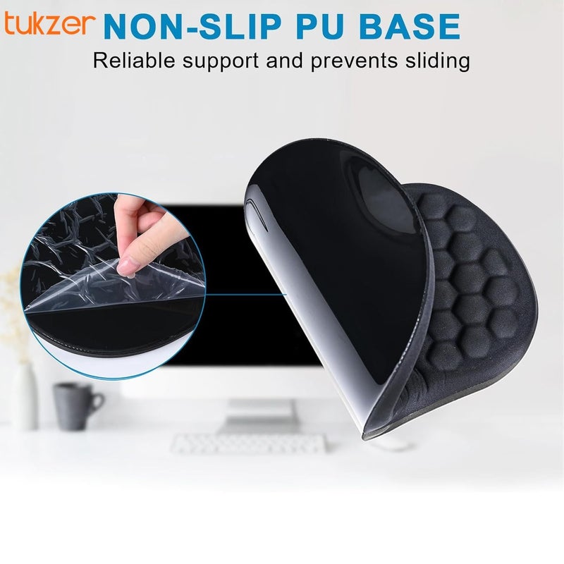 tuKZer Large Ergonomic Mouse Pad Wrist Support with Massage Design, Memory Foam, Non-Slip PU Base & Wrist Rest Pain Relief Mousepad for Desk, Gaming, Computer, Laptop, Home & Office (Hexa-Black) - Image 4