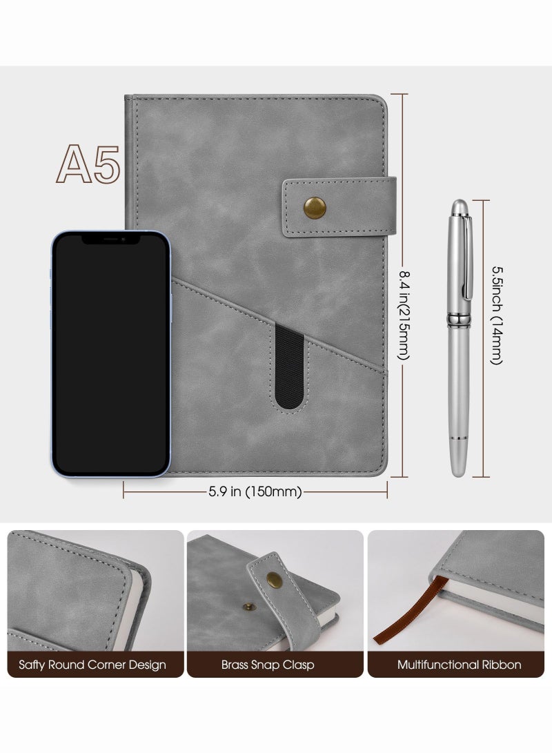 Merrystick A5 Lined Leather Journal Notebook,Personalized Hardcover Journal Set with Pen & Gift Box,200 Pages 100 gsm Thick Ruled Paper Daily Diary for Men Women School,Travel,Business,Work,Home Writing - Image 2
