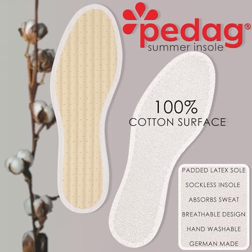 Pedag Summer | Terry Cotton Sockless Insoles | Barefoot Insert | Handmade in Germany | Absorbs Sweat & Controls Odor | Wear Without Socks | Washable | US Women 12/ Men 9/ EU 42 | White | 3 Pair - Image 3