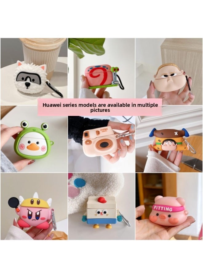 Generic - Suitable For Freeclip Bluetooth HeadSEt Protective Cover For Huawei4/5i/SE2/pro3 Cartoon Silicone Soft Shell Cute-Color:Silicone Model-chefs Kirby (with Hook)-Model:For HuaweiFreebuds Pro3 (pro4) Headphone Case - Image 1