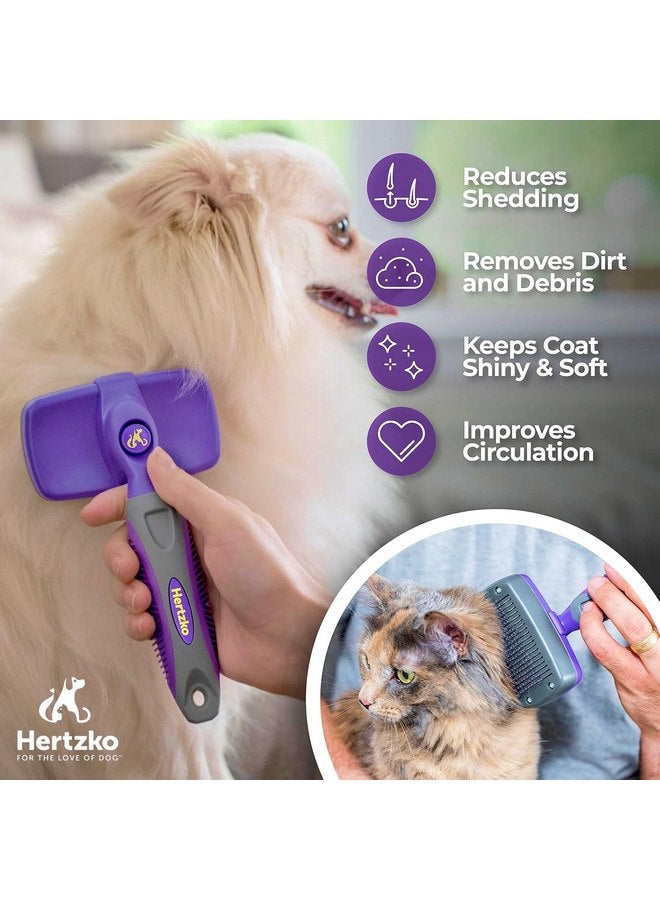 Hertzko Self-Cleaning Slicker Brush for Deshedding Long and Short-Haired Pets - Small Size Grooming Rake and Comb for Dogs and Cats - Image 2