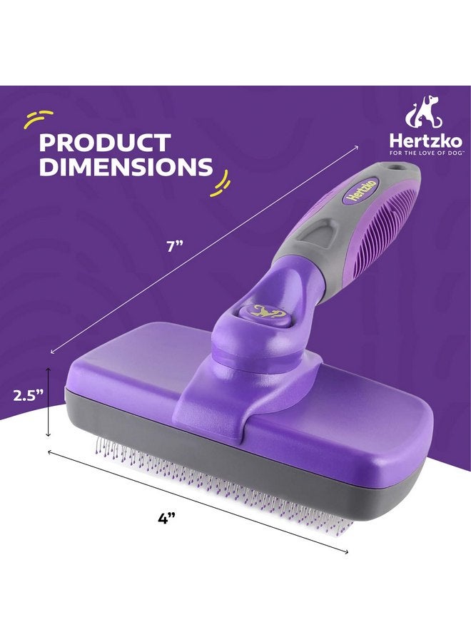 Hertzko Self-Cleaning Slicker Brush for Deshedding Long and Short-Haired Pets - Small Size Grooming Rake and Comb for Dogs and Cats - Image 3