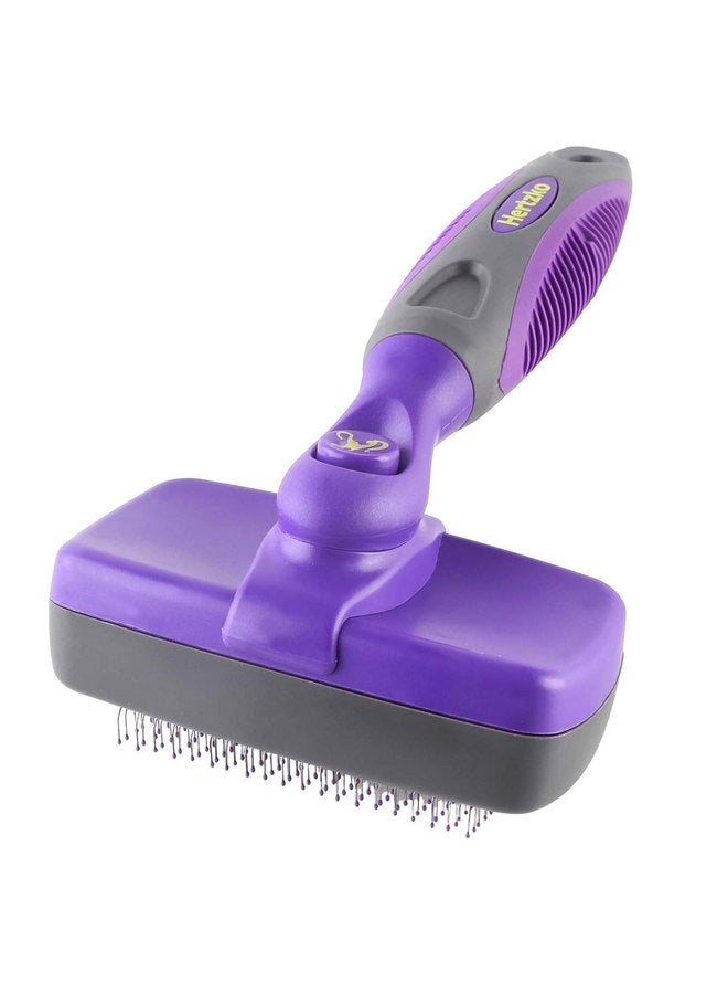 Hertzko Self-Cleaning Slicker Brush for Deshedding Long and Short-Haired Pets - Small Size Grooming Rake and Comb for Dogs and Cats - Image 1