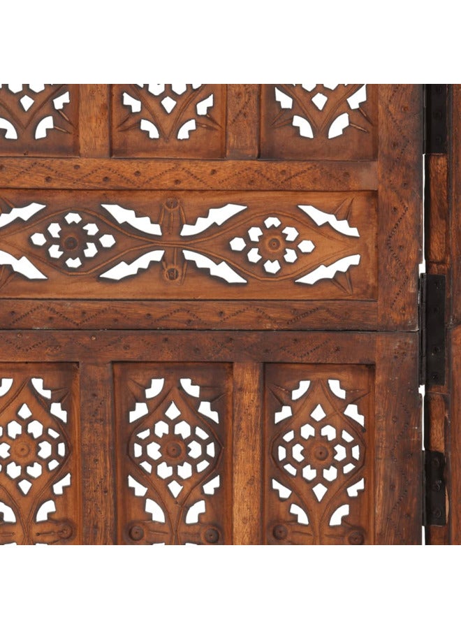 فيداكسل مقسم غرف نحت يدوي 4 ألواح بني 165x160 سم خشب مانجو صلب 285325 - Image 2