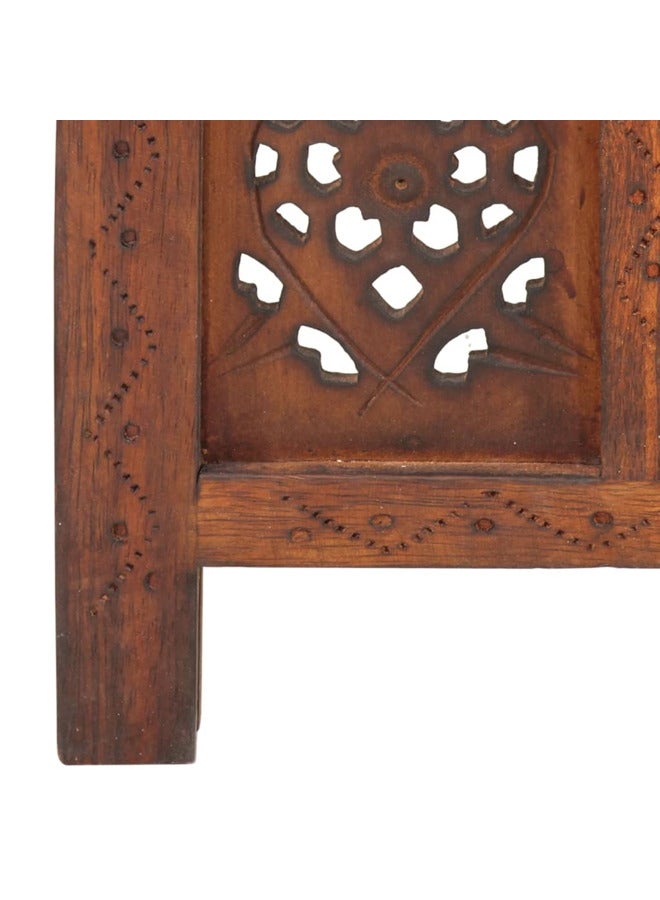 فيداكسل مقسم غرف نحت يدوي 4 ألواح بني 165x160 سم خشب مانجو صلب 285325 - Image 4