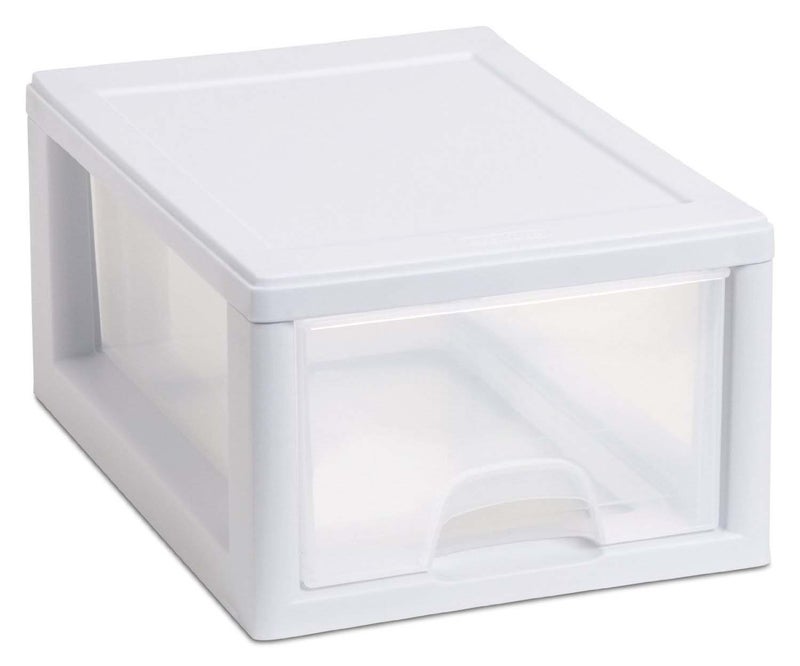 Sterilite 20518006 6 Quart/5.7 Liter Stacking Drawer, White Frame with Clear Drawer,(pack of 6) - Image 2