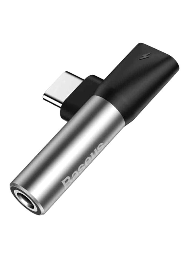 بيسوس محول من Type-C و3.5 مم أنثى إلى Type-C ذكر أسود/ فضي - Image 1