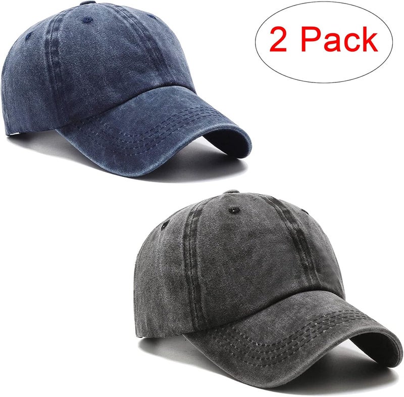 PFFY 2 Packs Vintage Washed Distressed Baseball Cap Golf Dad Hat for Men Women - Image 2
