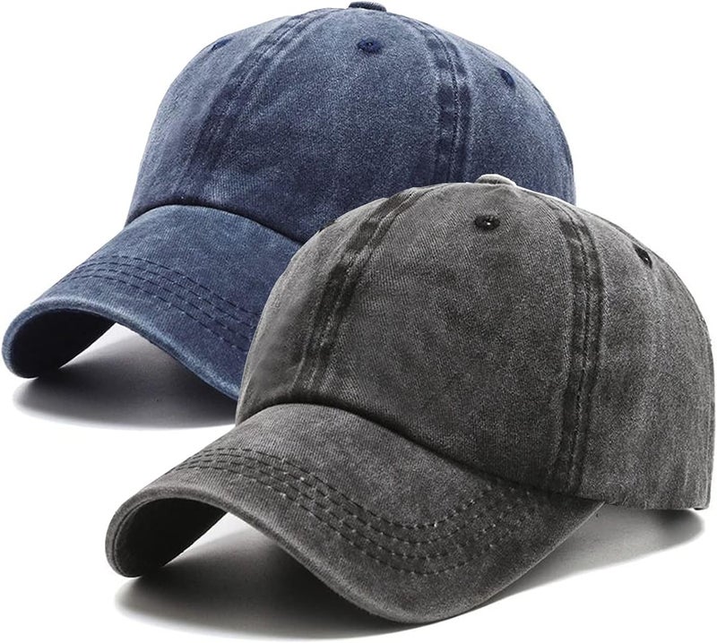 PFFY 2 Packs Vintage Washed Distressed Baseball Cap Golf Dad Hat for Men Women - Image 1