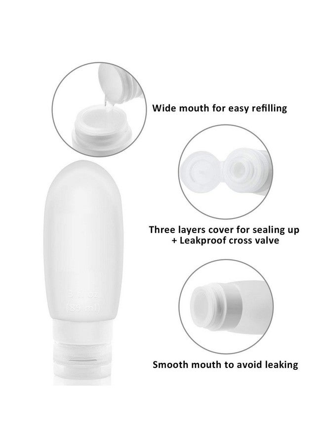 دي آي واي كرافتس مجموعة من 10 قطع من DIY Crafts، باللون الأبيض، زجاجات سفر، حاويات سفر قابلة لإعادة التعبئة من السيليكون المانع للتسرب، مجموعات أنابيب سفر قابلة للضغط، حاويات مستحضرات التجميل (مجموعة من 10 قطع، باللون الأبيض) - Image 3