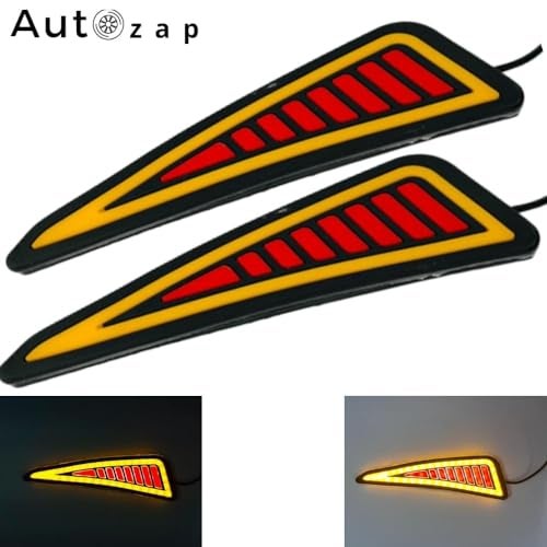 Autozap Universal for car & Bike Car Tail Light DRL COB Turn Signal Light Waterproof Flexible Strip Rear DRL indicator, Pack of 2 (Red-Yellow) - Image 2