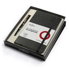 شيفر PEN SHEAFFER 100 E9322 GLOSSY BLACK WITH GOLD TONE TRIMS BP WITH A5 NOTEBOOK IN BLACK GIFTBOX