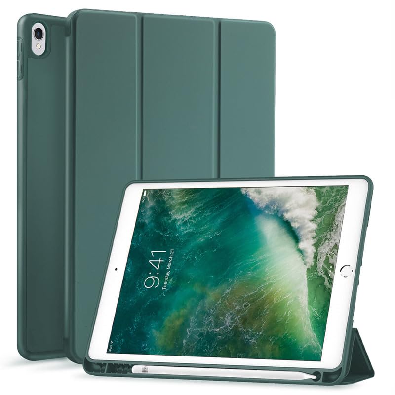 Robustrion Cover for iPad Air 3rd Generation Cover 10.5 inch Flip Case with Pencil Holder - Dark Green - Image 1