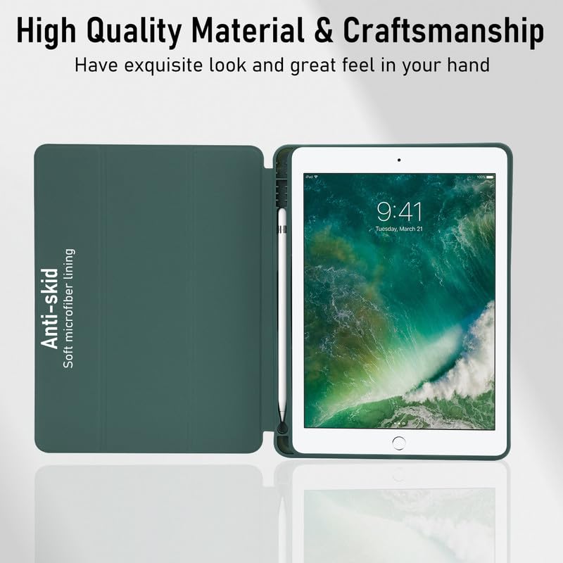 Robustrion Cover for iPad Air 3rd Generation Cover 10.5 inch Flip Case with Pencil Holder - Dark Green - Image 5