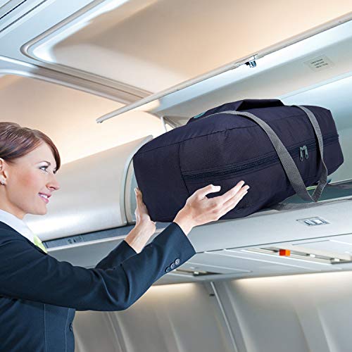 WANDF Foldable Travel Duffel Bag Luggage Sports Gym Water Resistant Nylon (Dark Blue) - Image 3