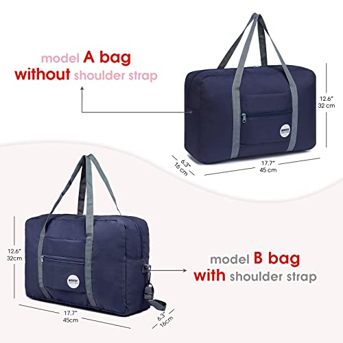 WANDF Foldable Travel Duffel Bag Luggage Sports Gym Water Resistant Nylon (Dark Blue) - Image 4