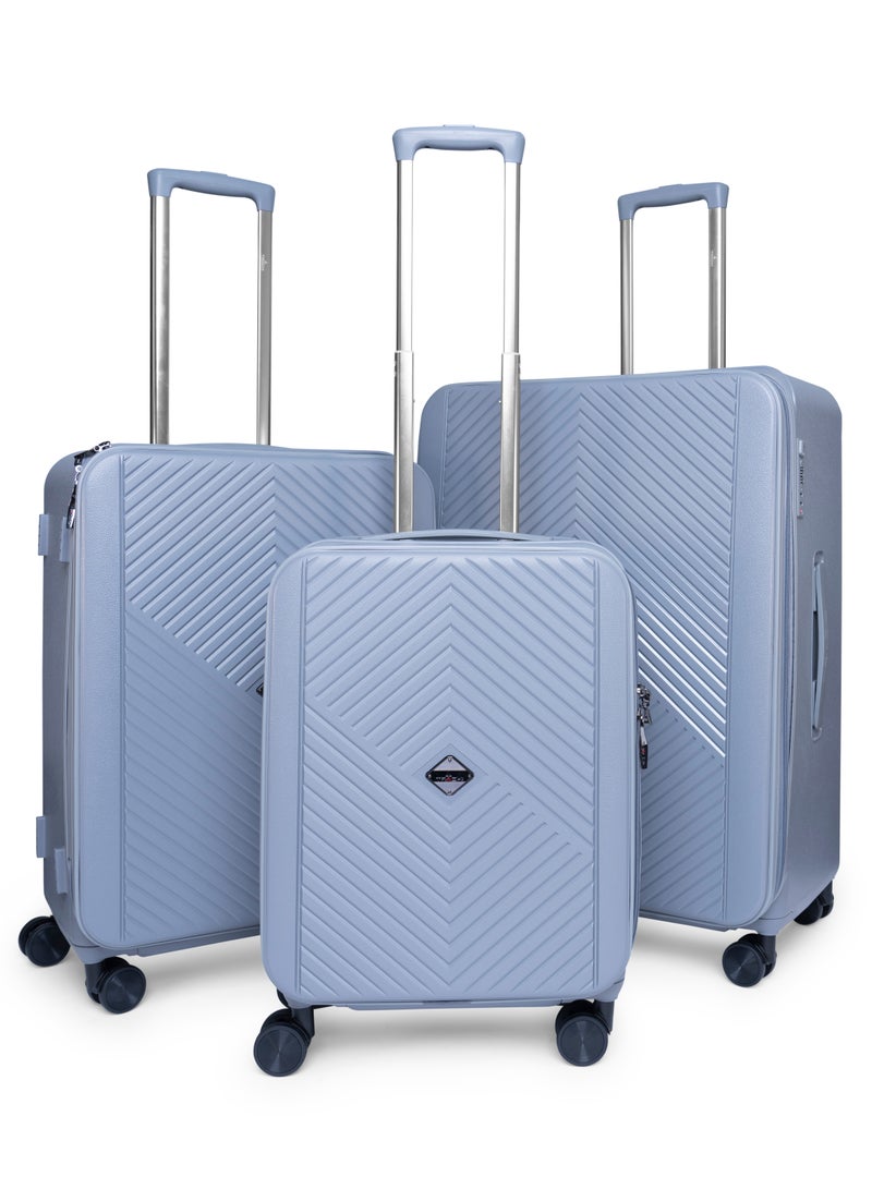 Track Track Tank Series Luggage Set Grey – Durable ABS Hard-Shell Suitcase with Double Spinner Wheels, Secure Combination Lock & Anti-Theft Zipper Suitcase set, 3-Piece Lightweight Travel Set Suitcase  - Image 1