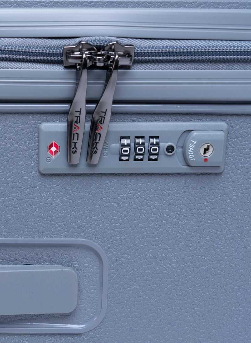 Track Track Tank Series Luggage Set Grey – Durable ABS Hard-Shell Suitcase with Double Spinner Wheels, Secure Combination Lock & Anti-Theft Zipper Suitcase set, 3-Piece Lightweight Travel Set Suitcase  - Image 3