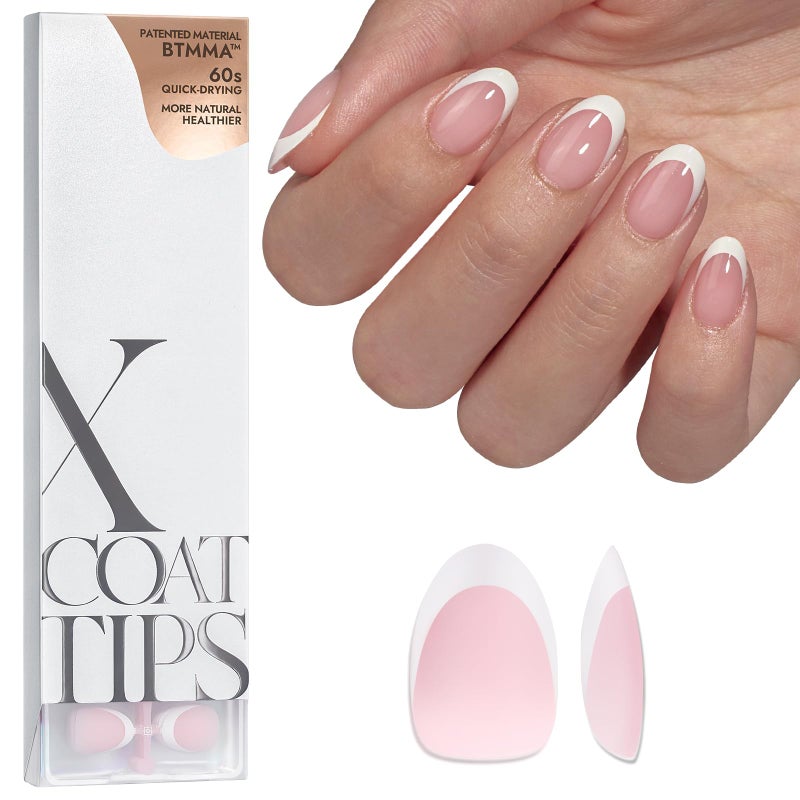 BTArtboxnails French Gel Nail Tips - French Tip Press on Nails Pink Extra Short Almond XCOATTIPS for Nail Extensions - Image 1
