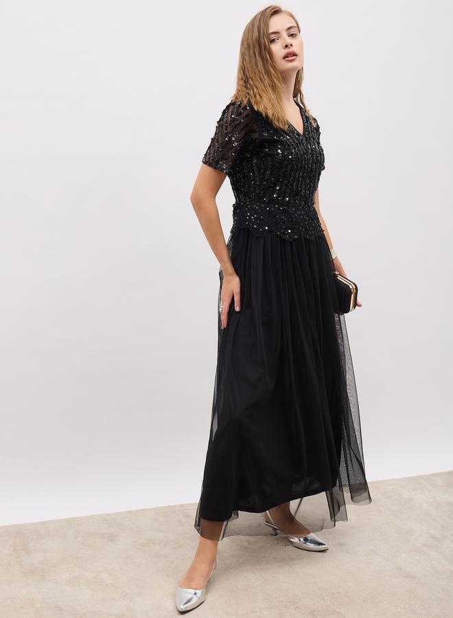Styli Sequin Bodice Maxi Dress  - Image 1