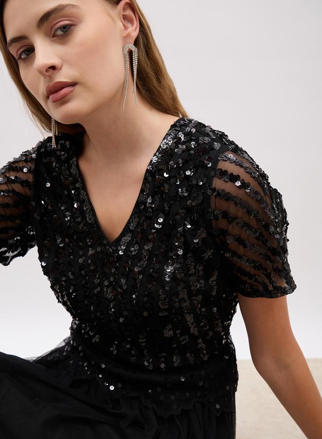 Styli Sequin Bodice Maxi Dress  - Image 4