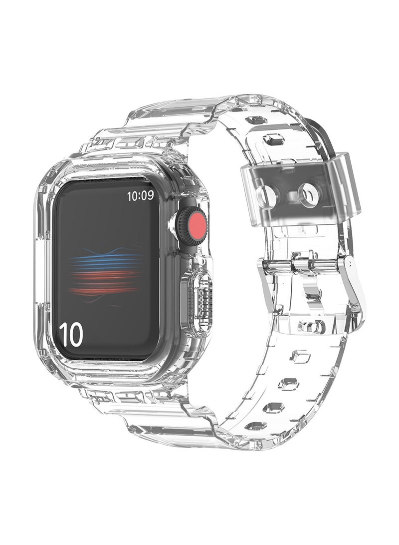 حزام ساعة شفاف مقاس 40/41 مم متوافق مع Apple Watch، مناسب لكل من الرجال والنساء، حزام ساعة مدمج من مادة TPU متوافق مع Iwatch Series 10 9 8 7 Generations - Image 1